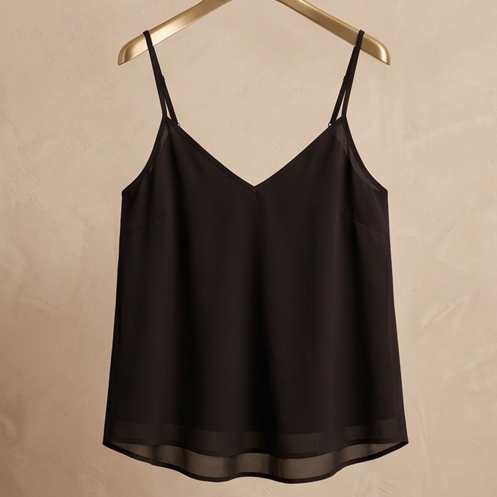 Torrid 2 Black‎ Chiffon Double Layer Cami Tank Top 2X Minimalist Professional